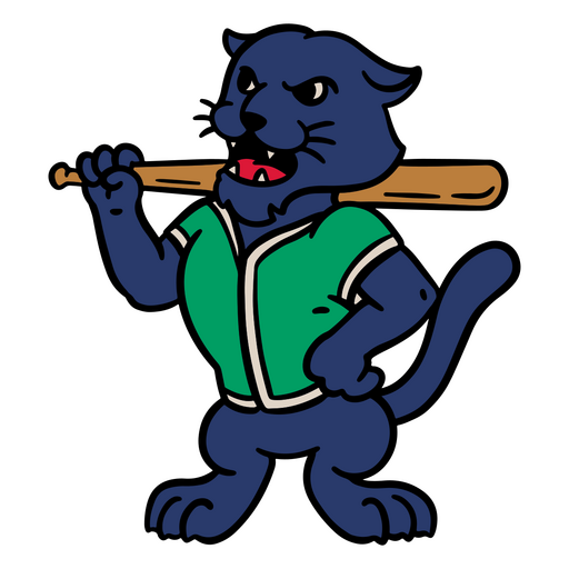 Cartoon-Panther hält einen Baseballschläger PNG-Design