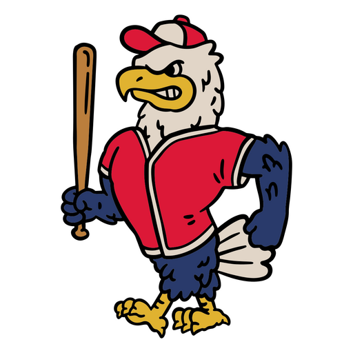 Eagle holding a baseball bat PNG Design