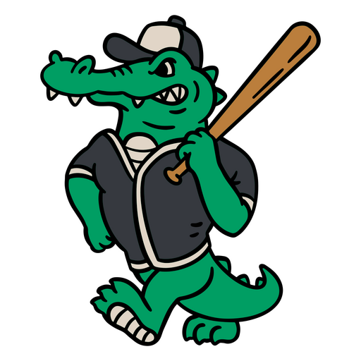 Cartoon-Alligator-Baseballspieler-Charakterdesign T-Shirt-Design PNG-Design