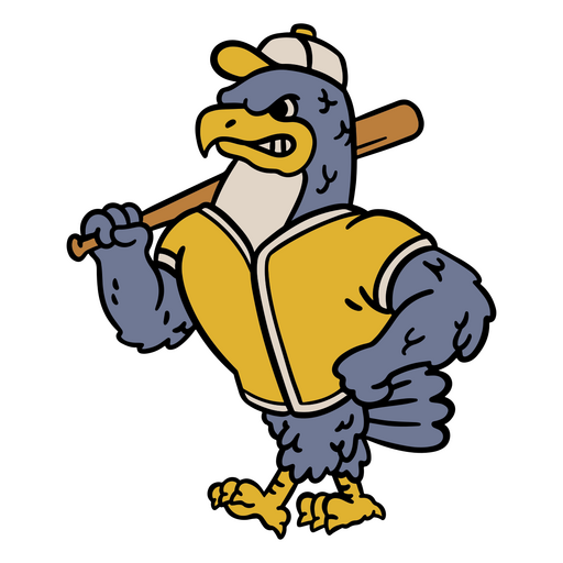 The mascot of a baseball team holding a bat PNG Design