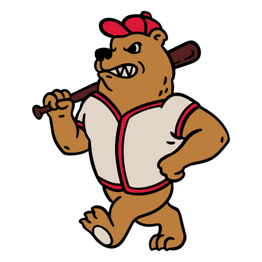 Cartoon-Bär hält einen Baseballschläger PNG-Design
