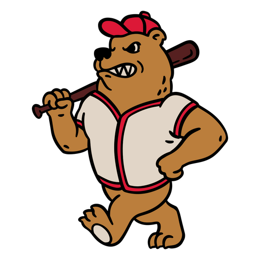 Oso de dibujos animados sosteniendo un bate de béisbol Diseño PNG