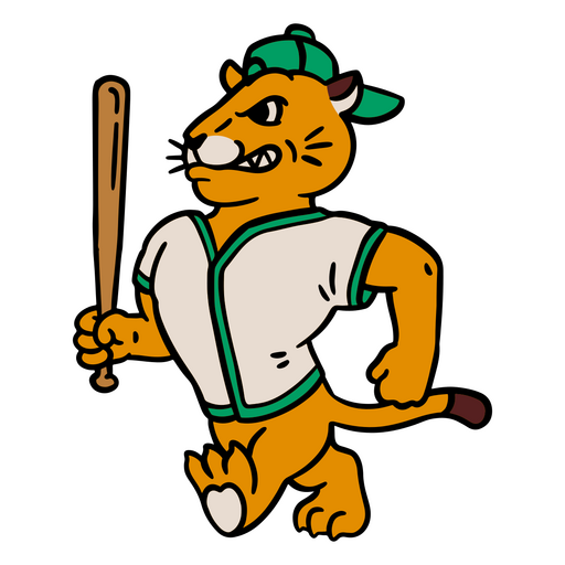 Cartoon tiger holding a baseball bat PNG Design