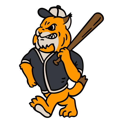 DUPLICADO Cartoon tiger holding a baseball bat PNG Design