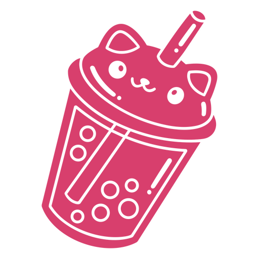 Xícara de chá bolha rosa kawaii com canudo Desenho PNG