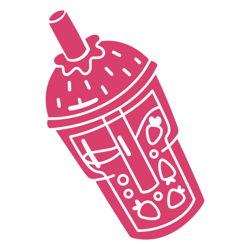 Pink cup with a straw on it PNG Design
