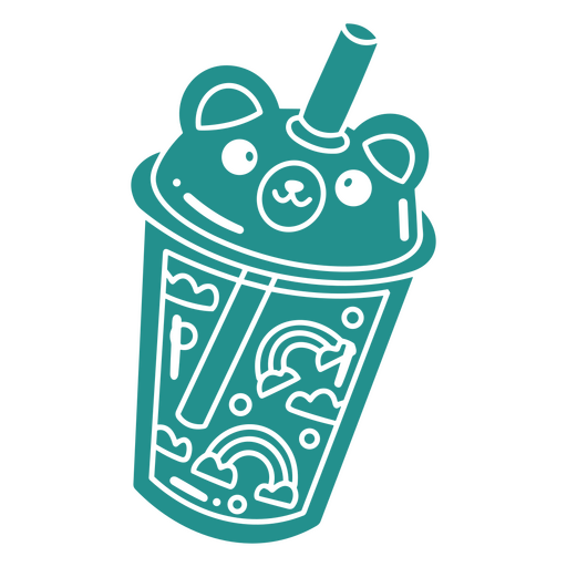 Taza de té con un osito de peluche dentro. Diseño PNG