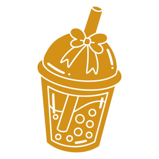 Cup of bubble tea with a bow on it PNG Design