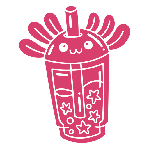 Pink kawaii bubble tea cup with stars on it PNG Design