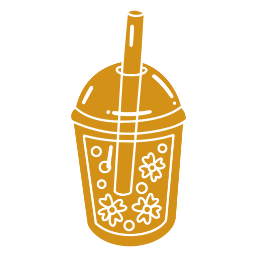 Ilustración de una taza de té con una pajita. Diseño PNG