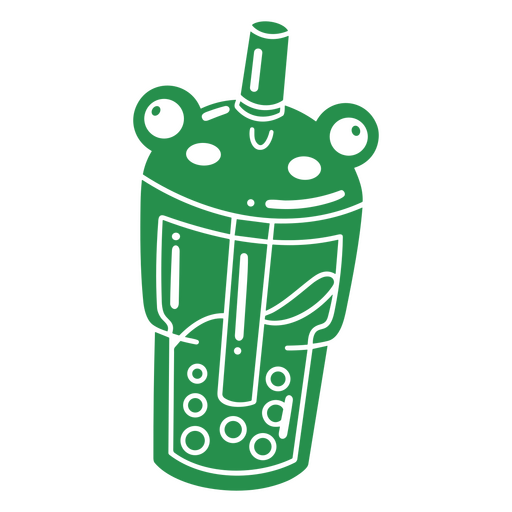 Taza verde con una rana dentro. Diseño PNG