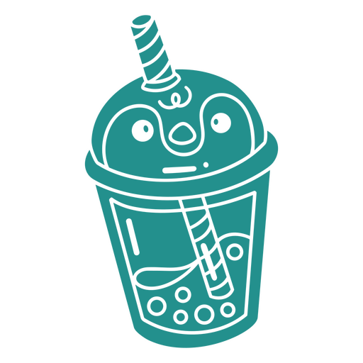 Tea cup with a straw and a straw PNG Design