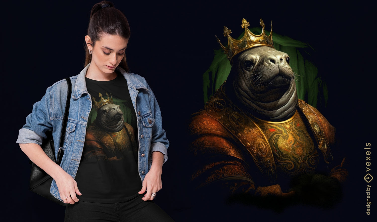 T-Shirt-Design mit Porträt des Manati-Königs