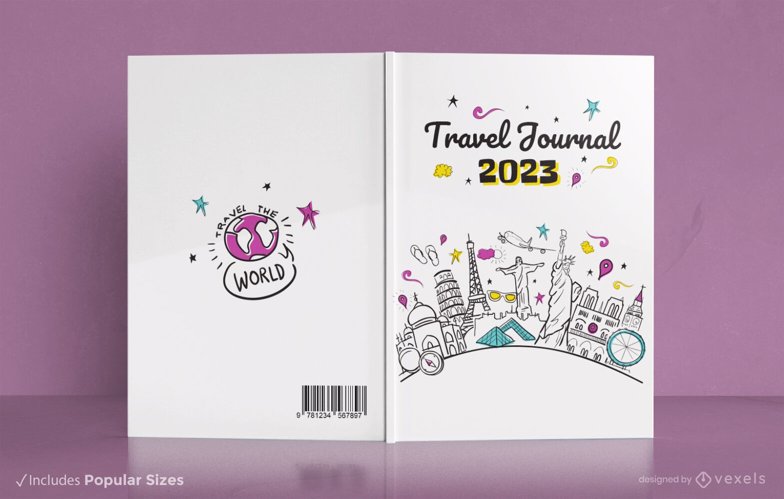Travel journal book cover design KDP