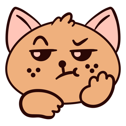 Cartoon cat with a bored expression PNG Design