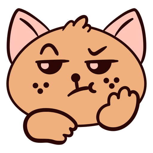 Gato de dibujos animados con una expresión aburrida Diseño PNG