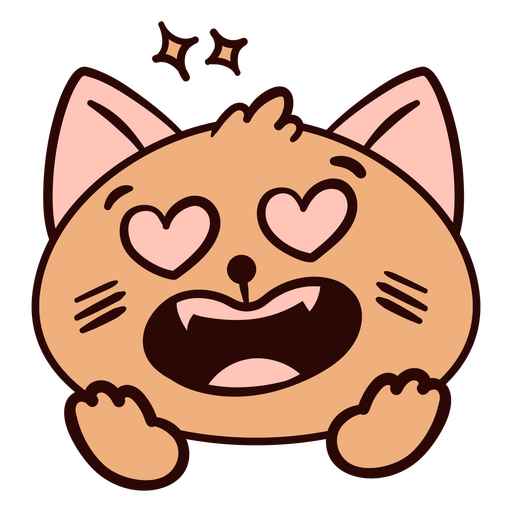 Cartoon cat with a heart in its eyes PNG Design