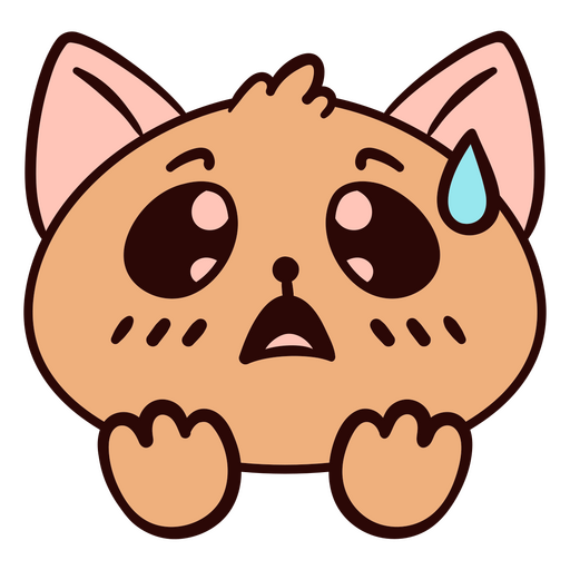 Gato marrón con una lágrima en la cara. Diseño PNG