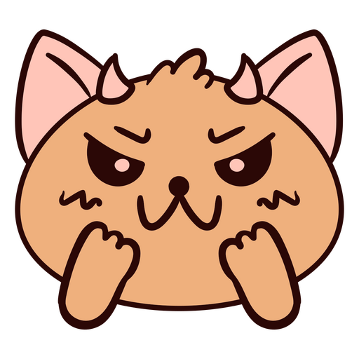 Cartoon cat with horns on its face PNG Design