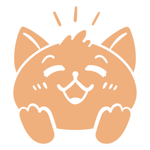 Ilustración de un gato juguetón con cara sonriente Diseño PNG