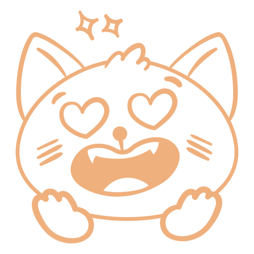 Gato com coração na boca Desenho PNG