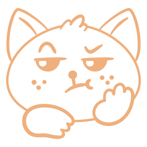 Gato con una expresión enojada en su rostro. Diseño PNG