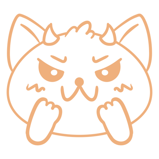 Gato naranja con cuernos en la cara. Diseño PNG