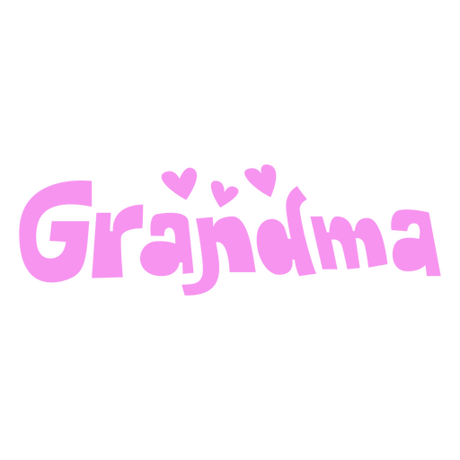 The word grandma in pink with hearts PNG Design