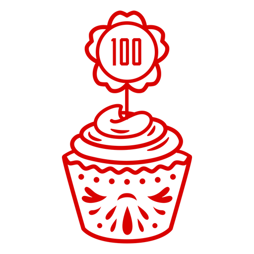 Cupcake with the word 100 on it PNG Design