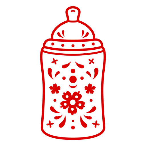Red bottle with a floral design on it PNG Design