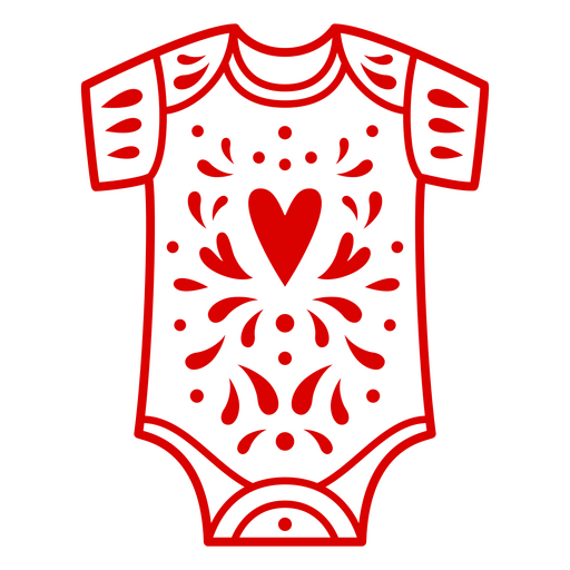 Red baby bodysuit with a heart on it PNG Design