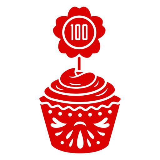 Cupcake vermelho com uma flor no topo Desenho PNG