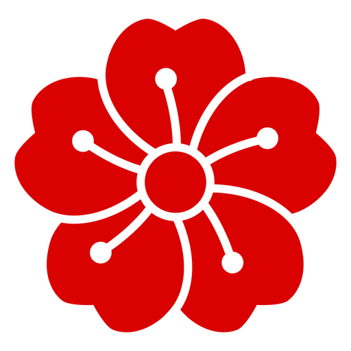 Stilisiertes rotes Blumendesign PNG-Design