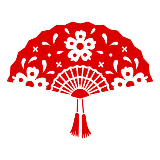 Abanico chino rojo Diseño PNG