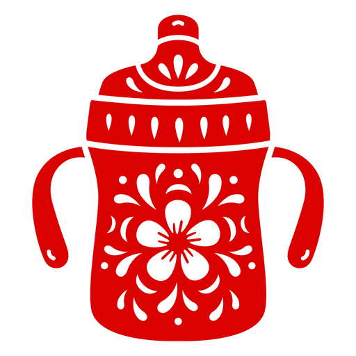 Copo vermelho com um padrão floral Desenho PNG