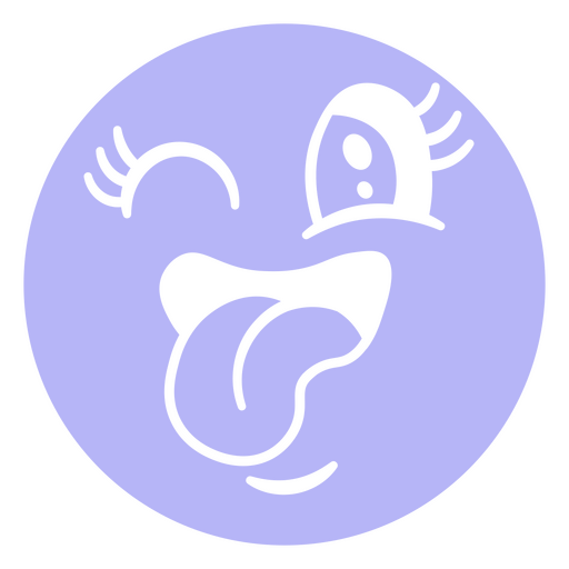 Emoción morada con la lengua fuera. Diseño PNG