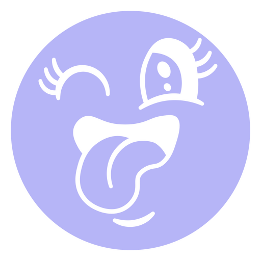 Purple emoticion with a tongue sticking out PNG Design