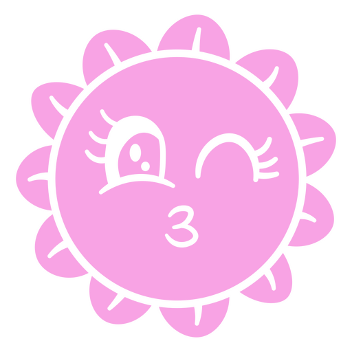 Sol rosa com olhos e um sorriso Desenho PNG