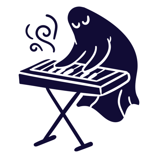 Illustration eines verspielten Geistes, der Keyboard spielt PNG-Design