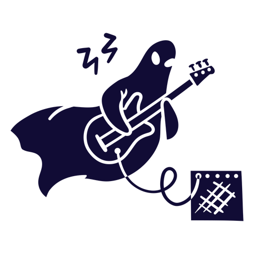 Ghost playing a guitar blue PNG Design