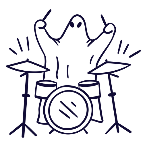 Whimsical ghost playing drums illustration t-shirt design PNG Design