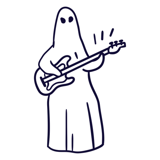 Fantasma tocando una guitarra. Diseño PNG