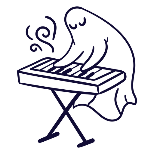 Ghost playing a keyboard PNG Design
