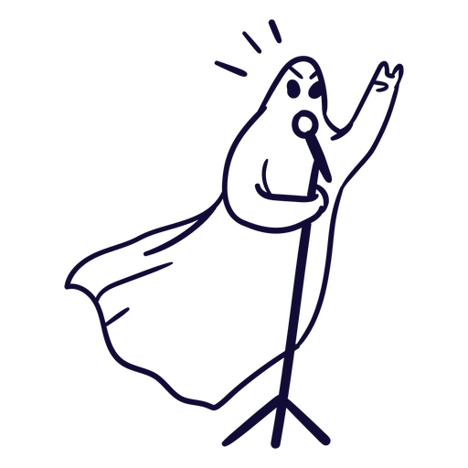 Drawing of a ghost holding a microphone PNG Design