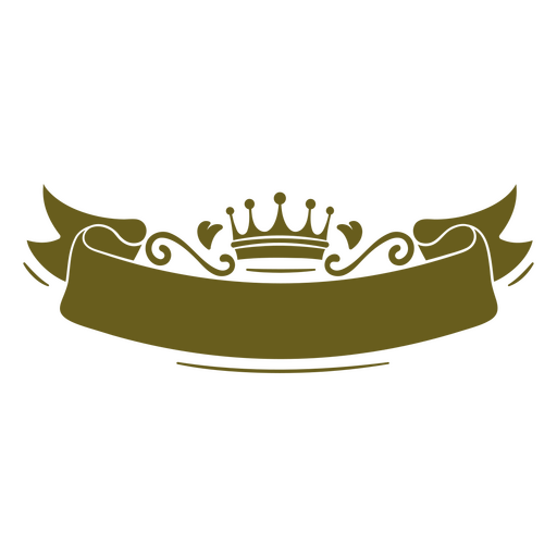 Gold banner with a crown on it PNG Design