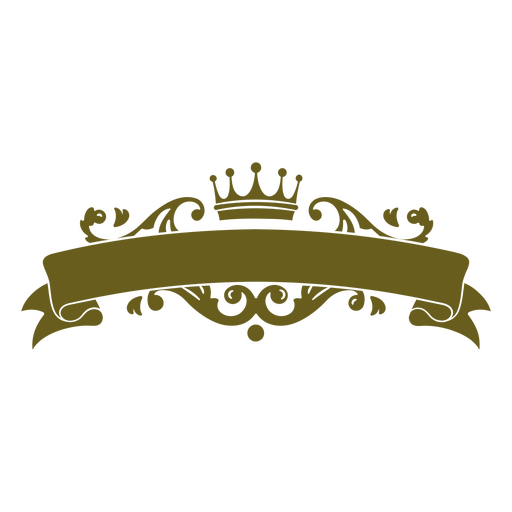 Estandarte dorado con corona. Diseño PNG