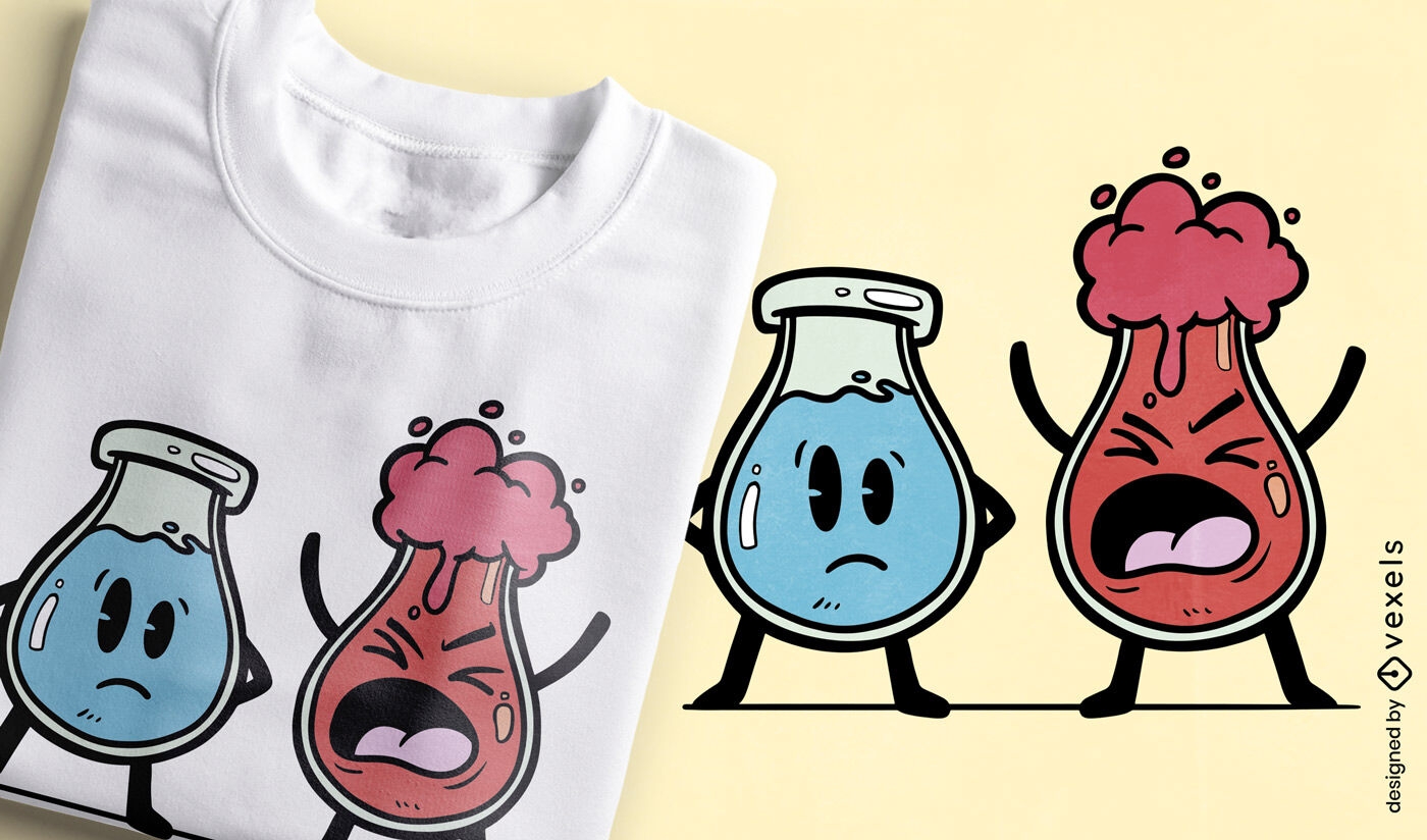 Diseño de camiseta de dibujos animados de tubos de ensayo de ciencia.