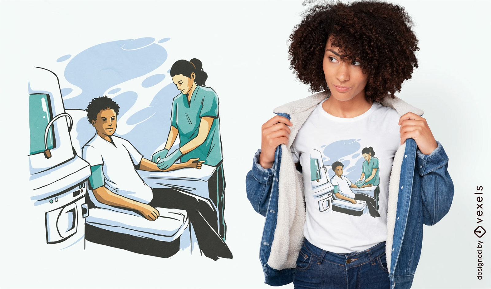 Design de camisetas para profissionais de saúde