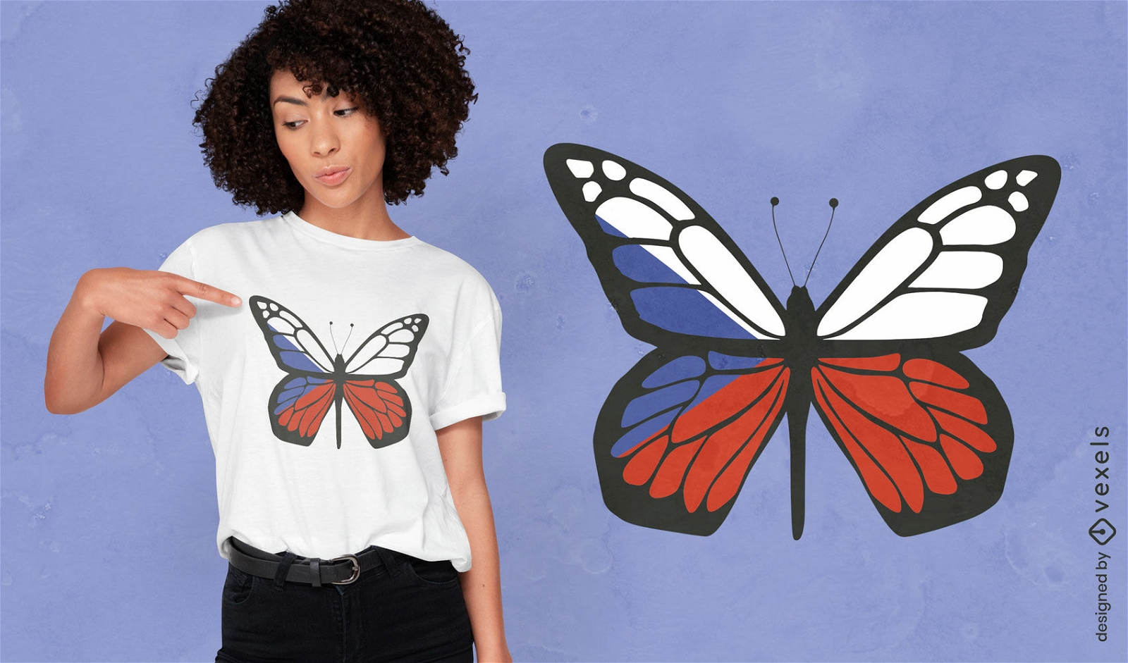 Diseño de camiseta de mariposa de República Checa.
