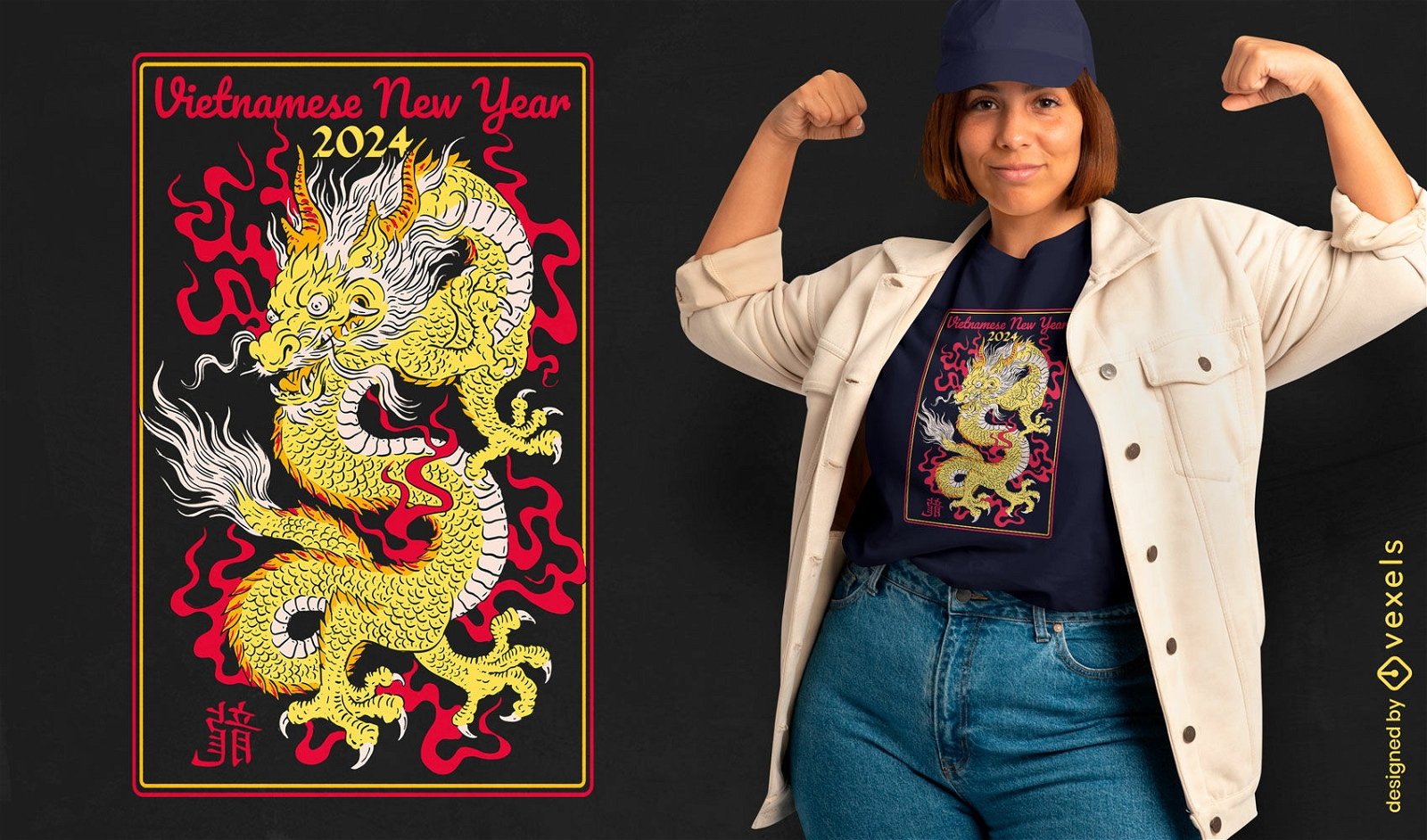 Vietnamesisches Drachen-T-Shirt-Design 2024